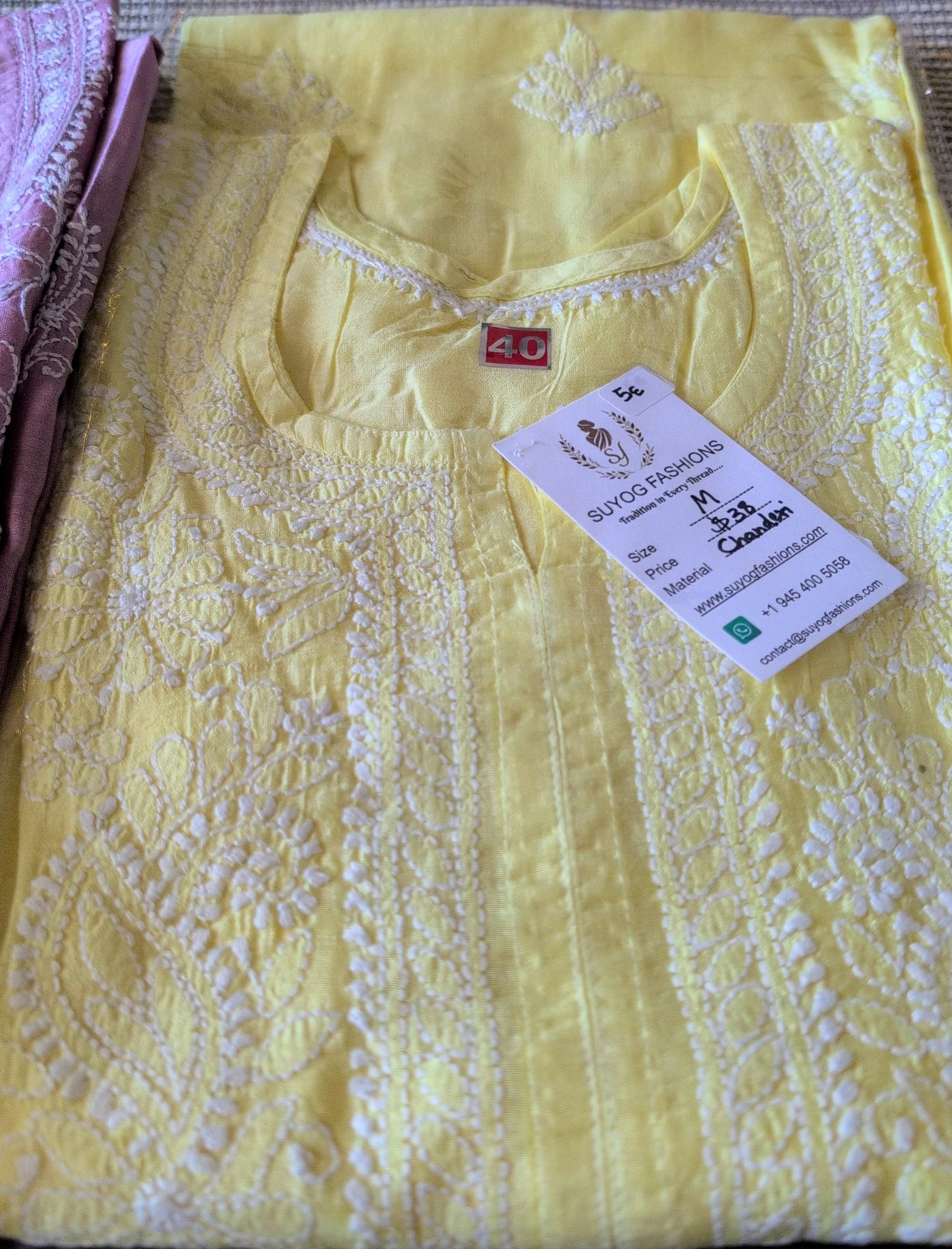 Chanderi Chikankari Kurti