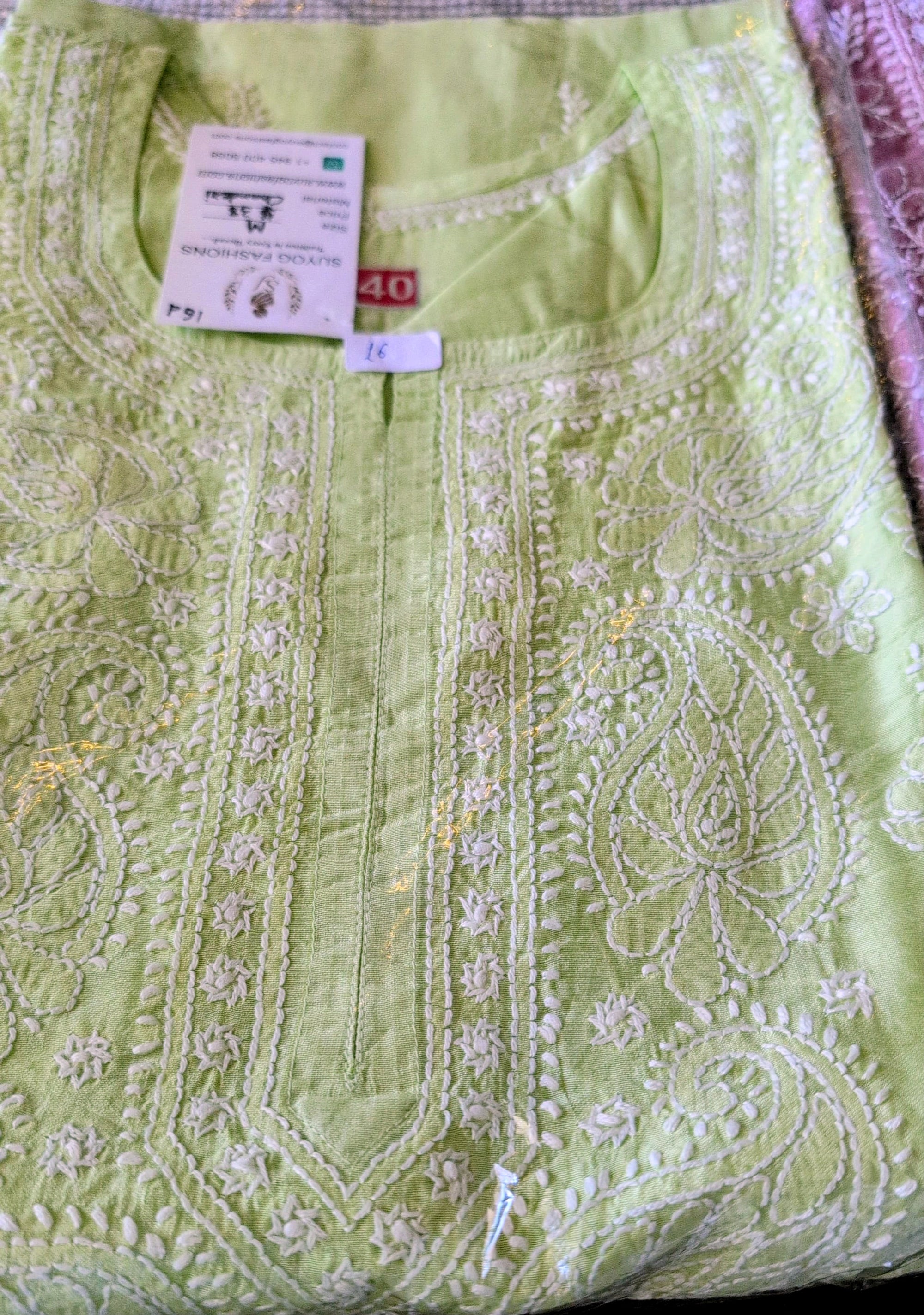 Chanderi Chikankari Kurti