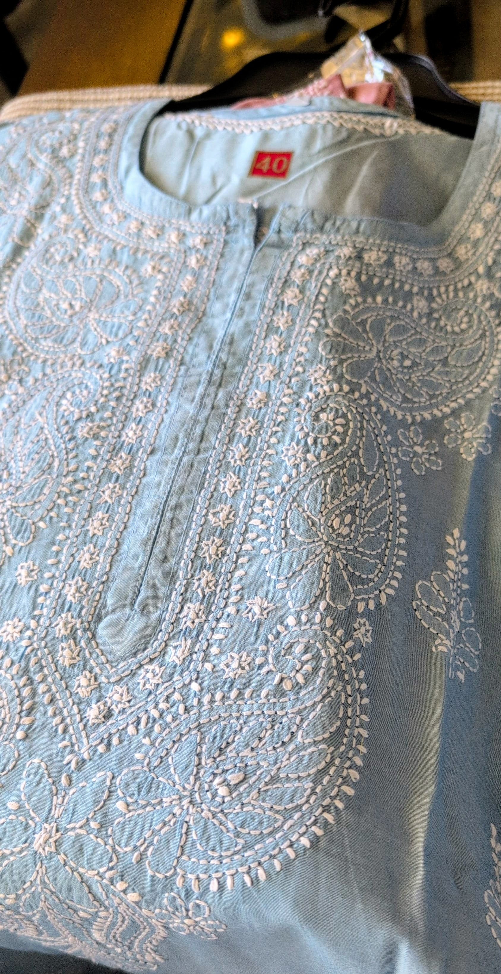 Chanderi Chikankari Kurti