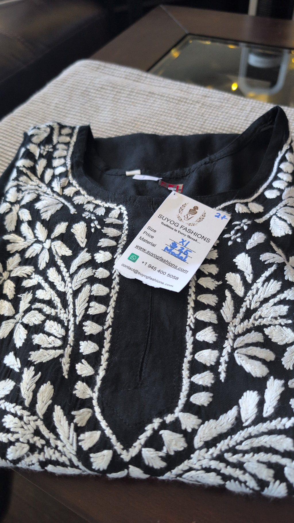 Modal Chikankari Short Top XL