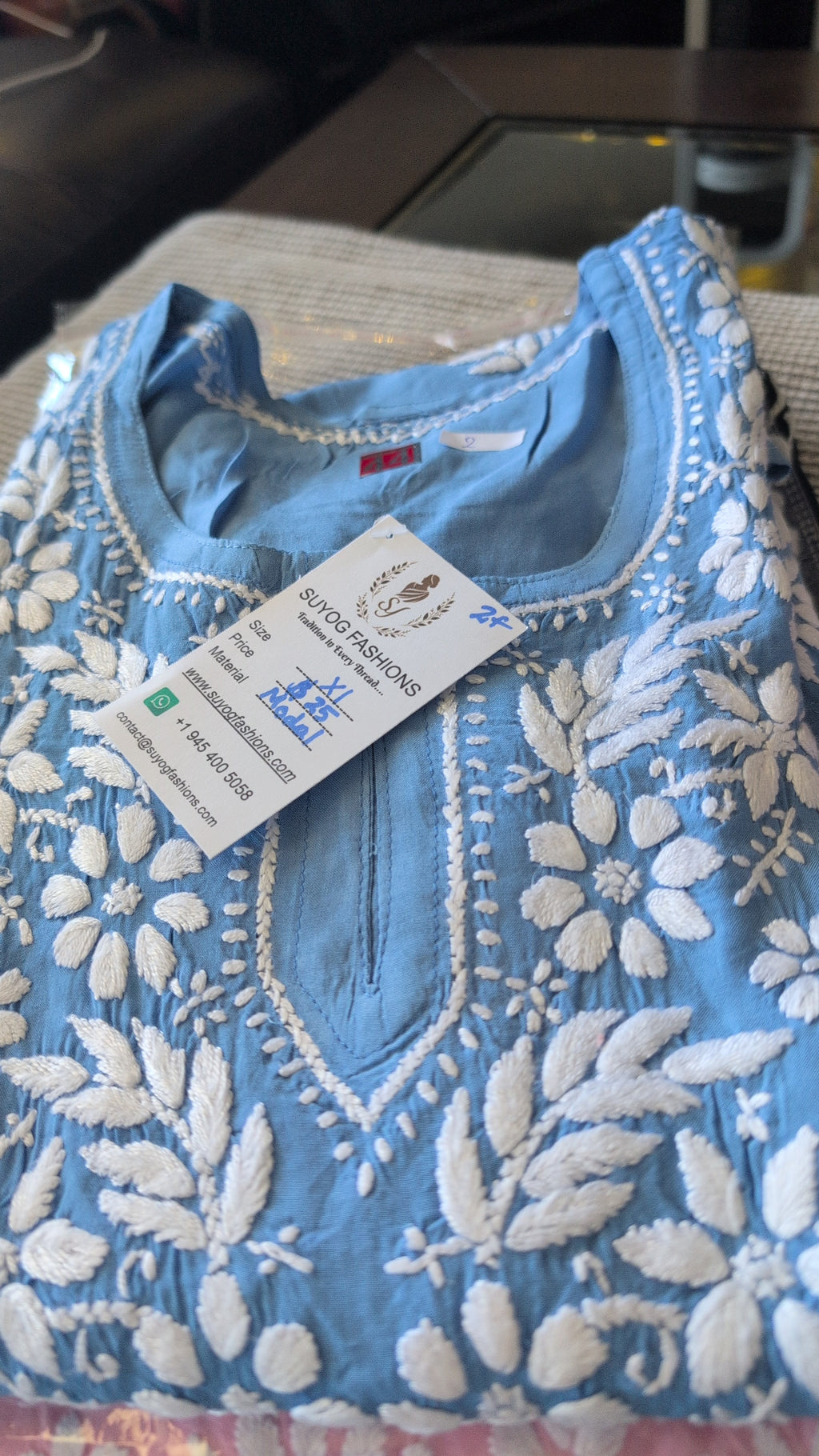 Modal Chikankari Short Top XL