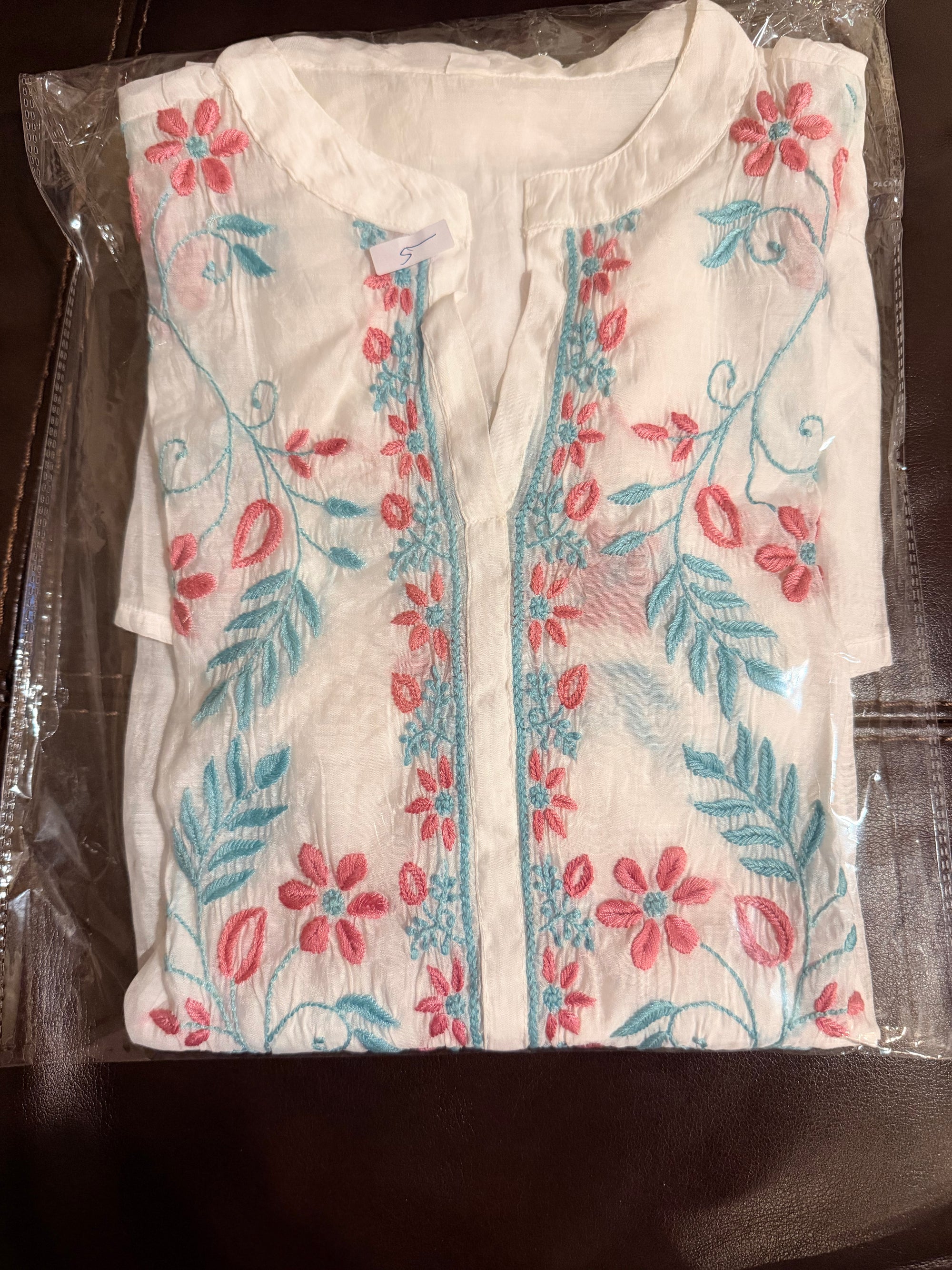 Muslin Chikankari Short Kurta with Shameez