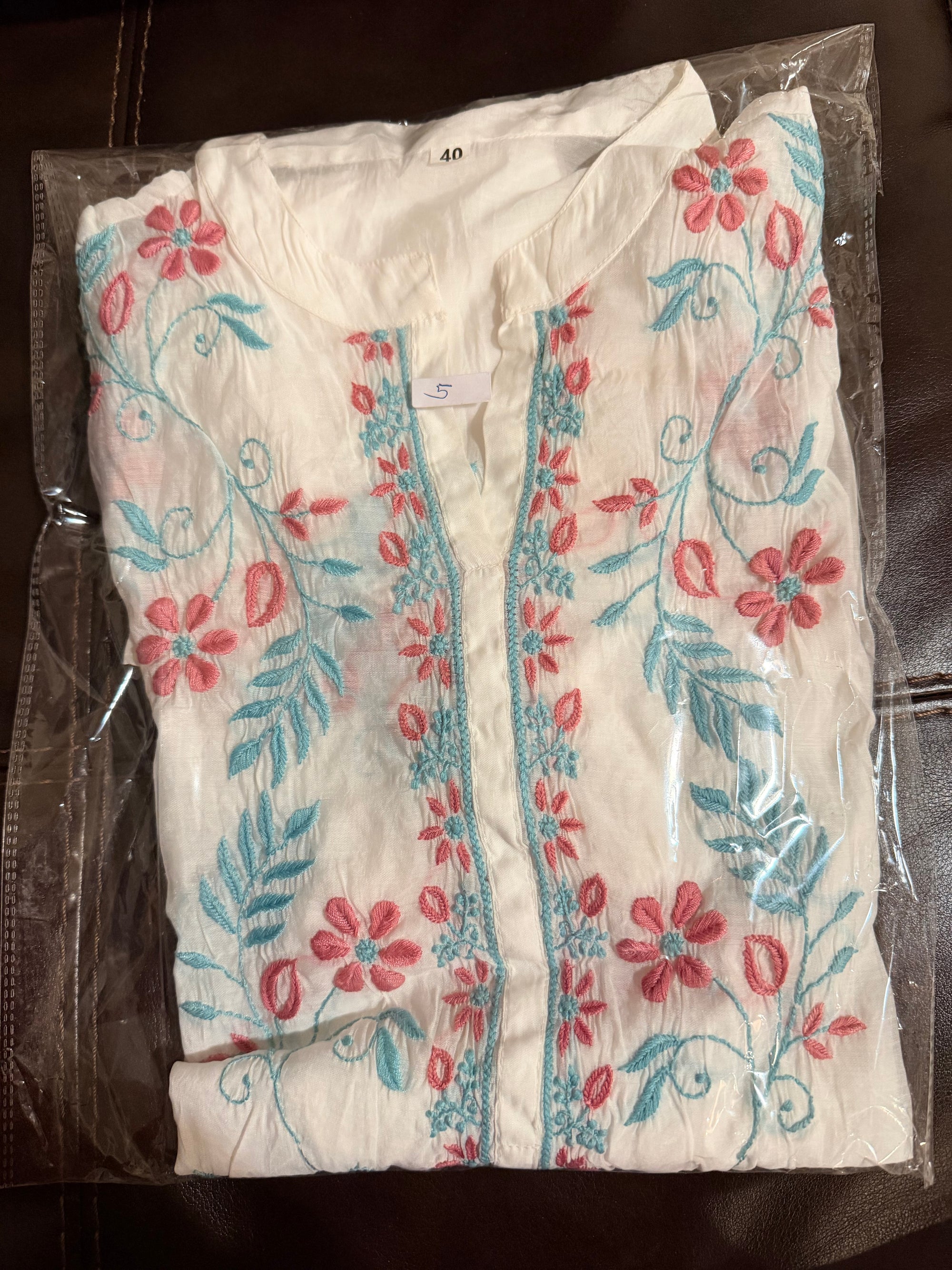 Muslin Chikankari Short Kurta with Shameez