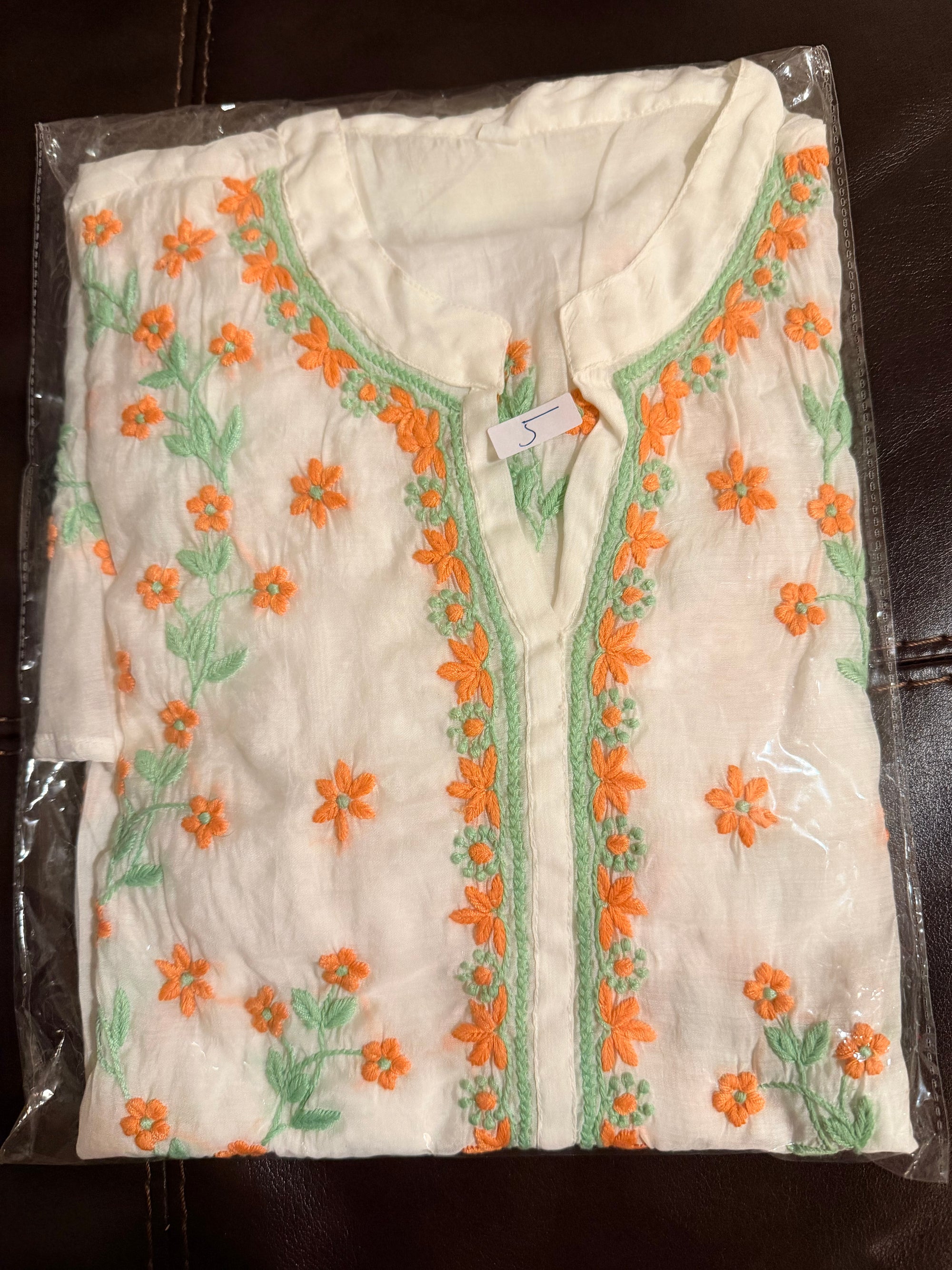 Muslin Chikankari Short Kurta with Shameez