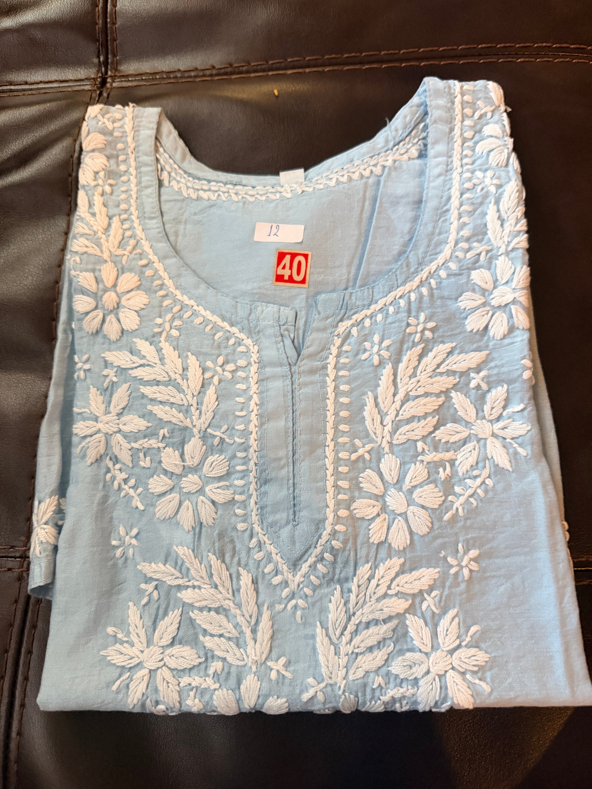 Chanderi Chikankari Short Kurta