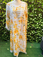 Angrakha Printed Mal Cotton Chikankari