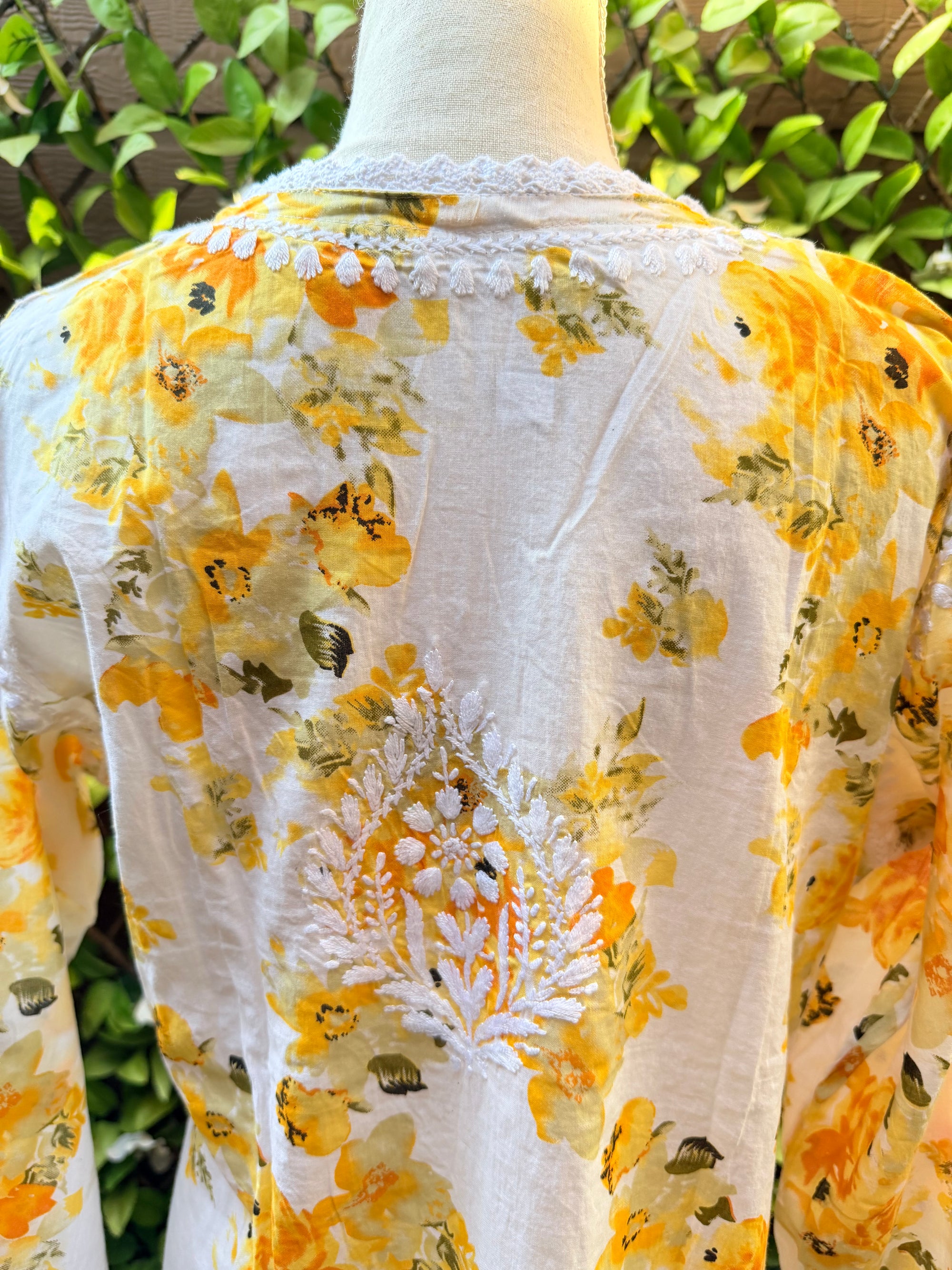 Angrakha Printed Mal Cotton Chikankari