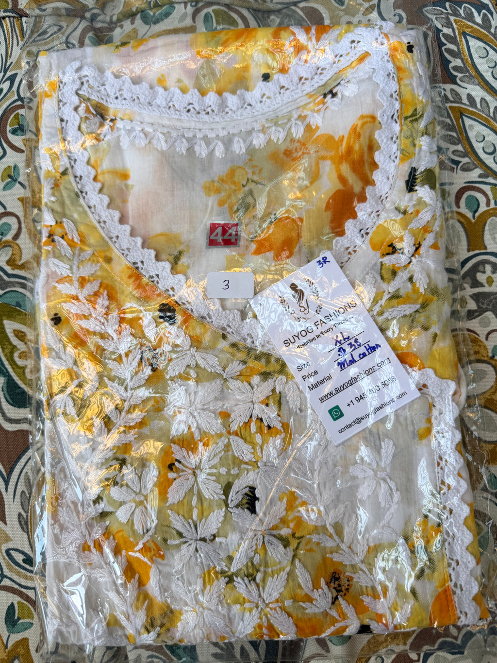 Angrakha Printed Mal Cotton Chikankari