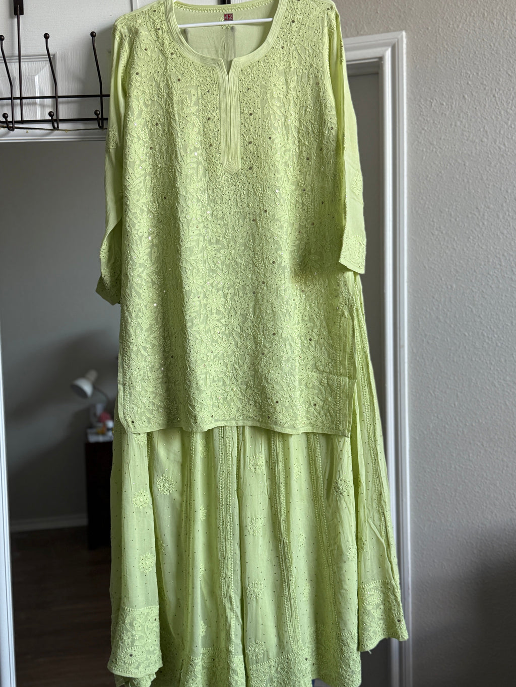 Viscose Chikankari Kurti With Matching Skirt