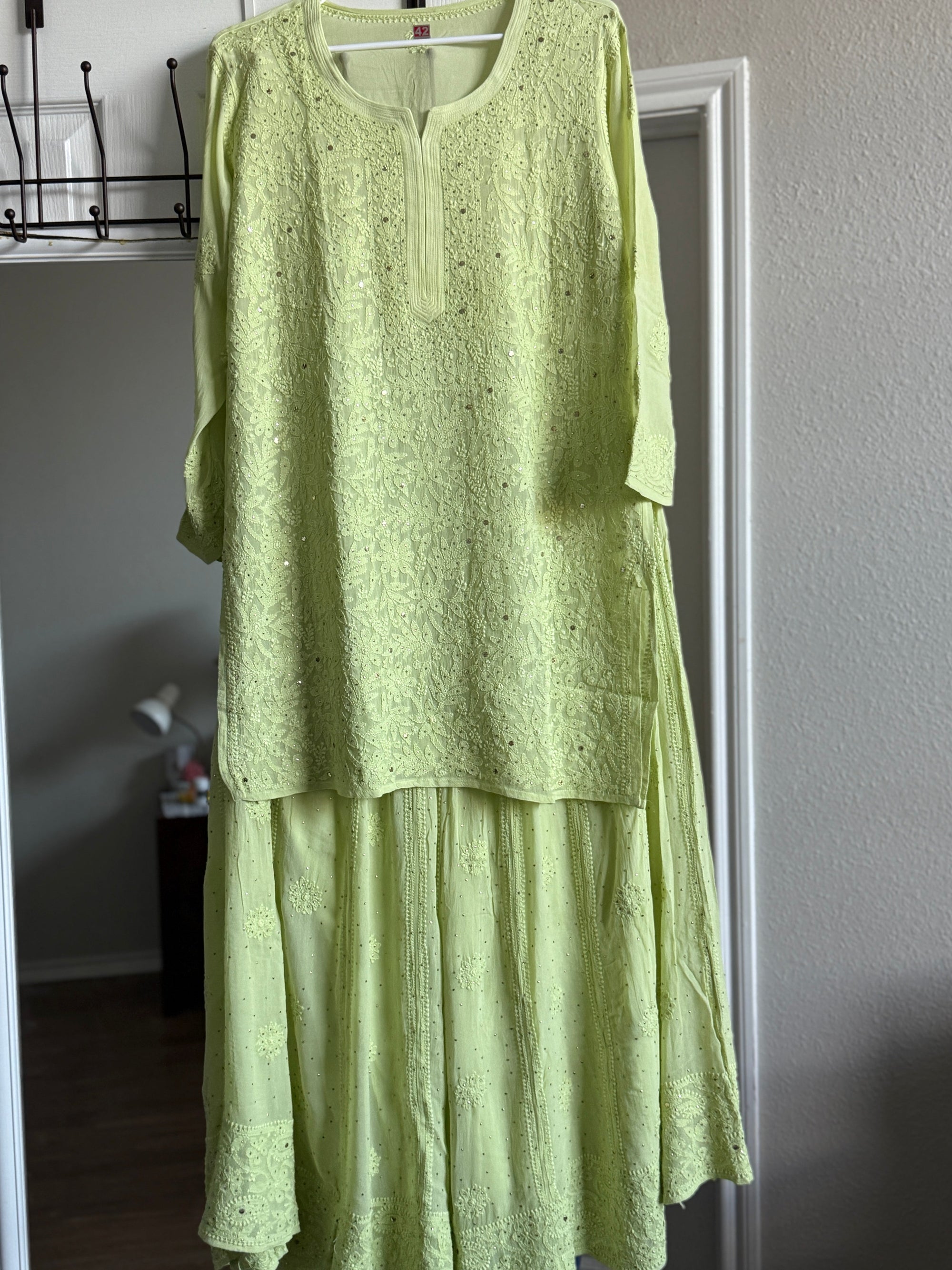 Viscose Chikankari Kurti With Matching Skirt