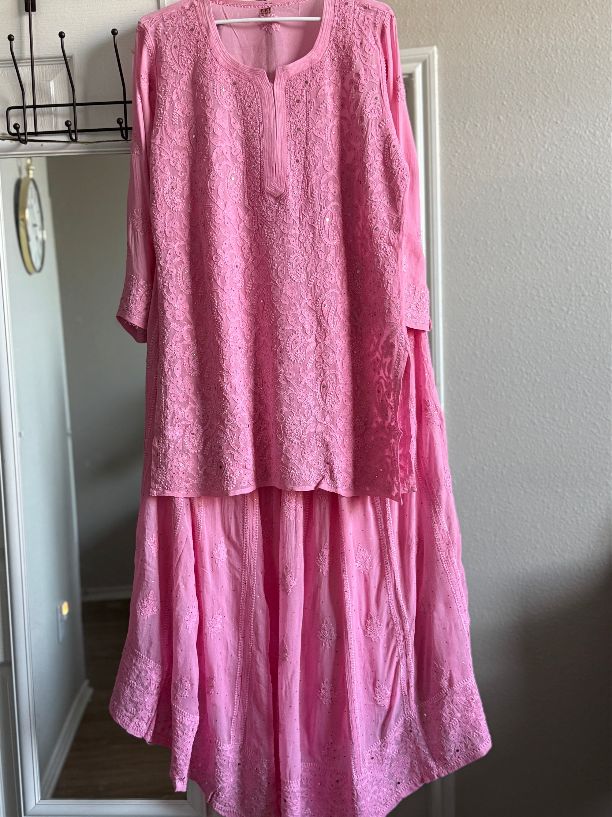 Viscose Chikankari Kurti With Matching Skirt