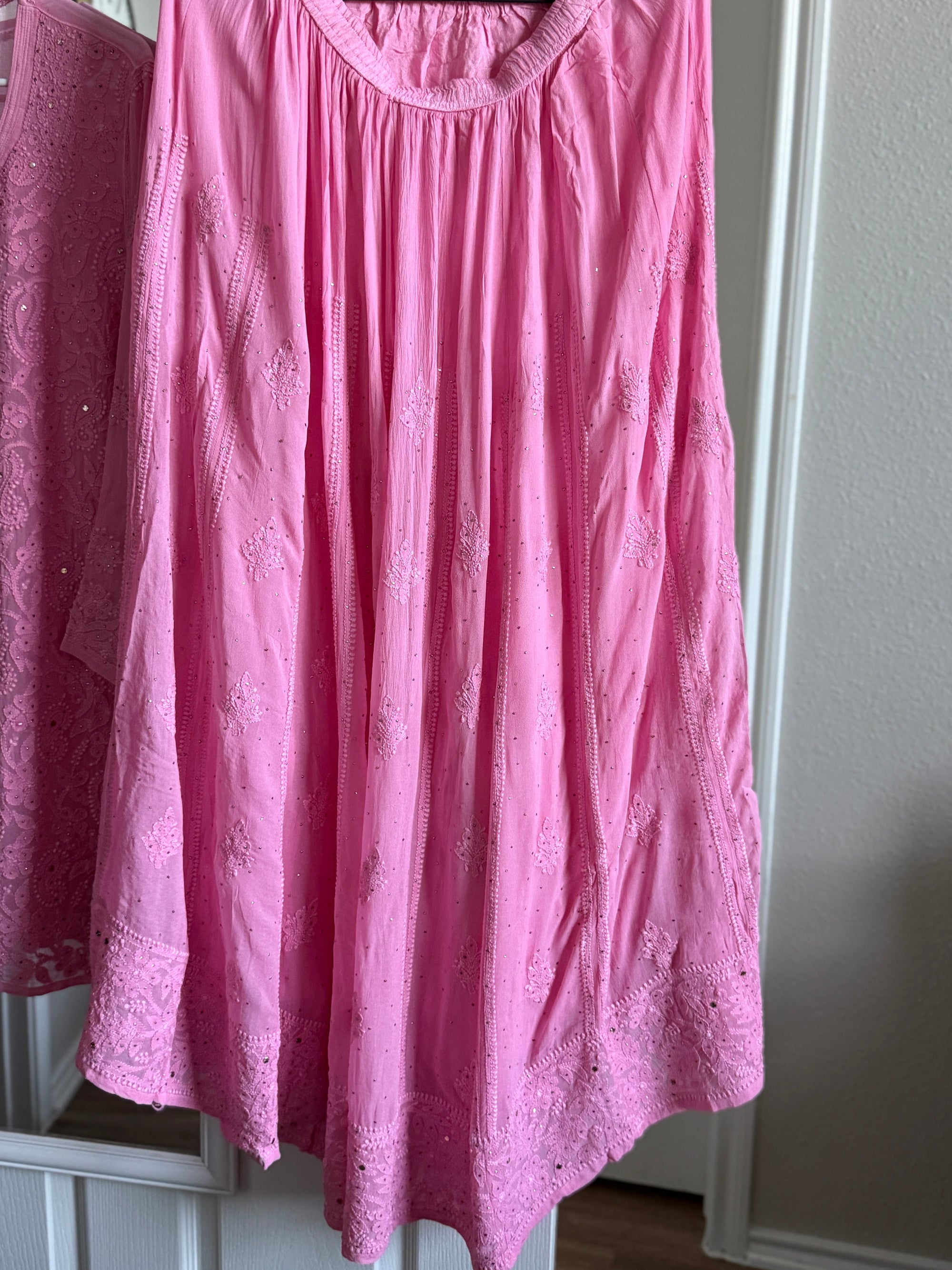 Viscose Chikankari Kurti With Matching Skirt