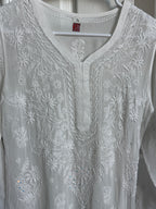 White Viscose Chikankari  Kurti Palazzo and Shameez
