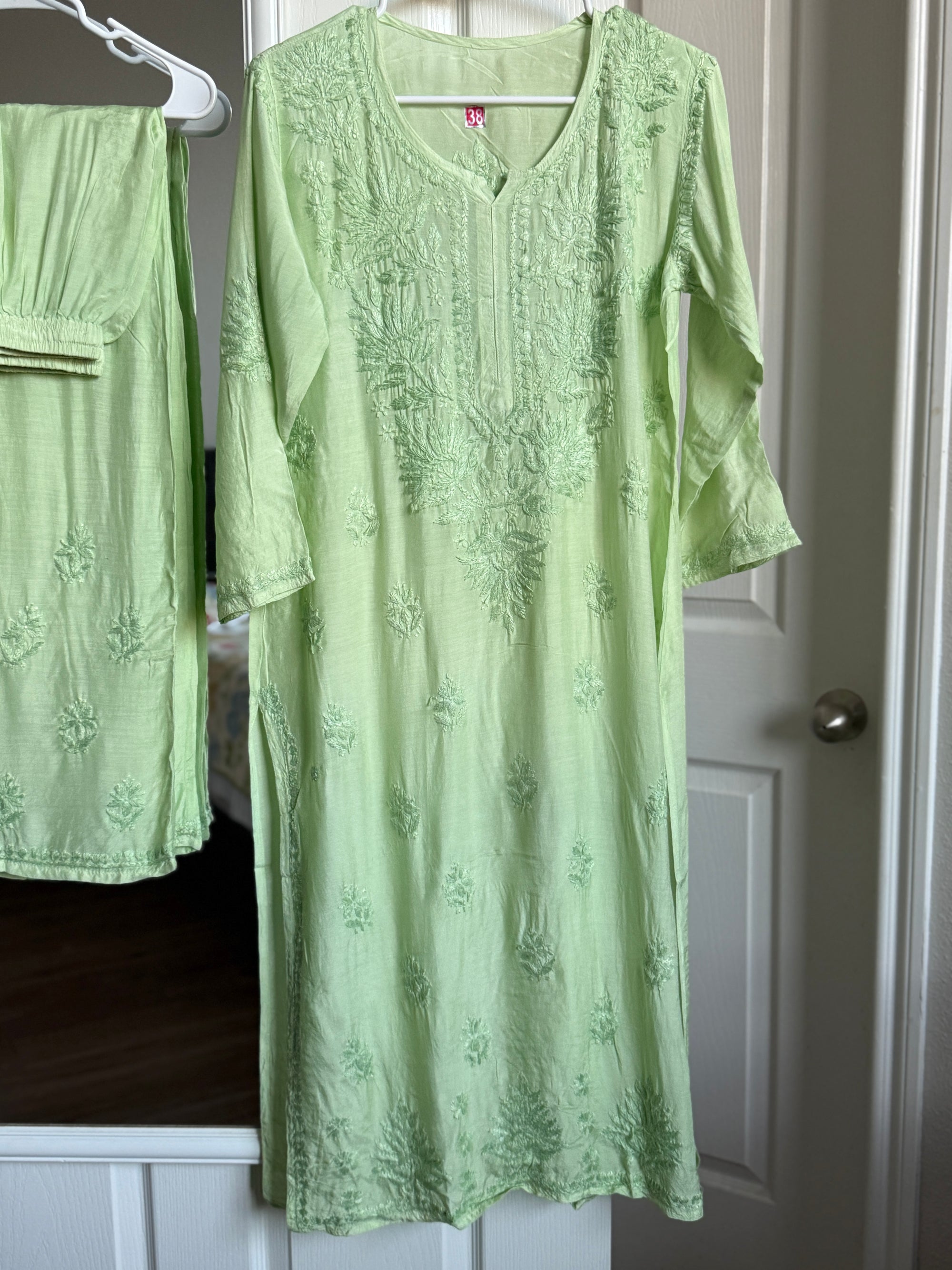 Muslin Chikankari Kurti with Matching Palazzo