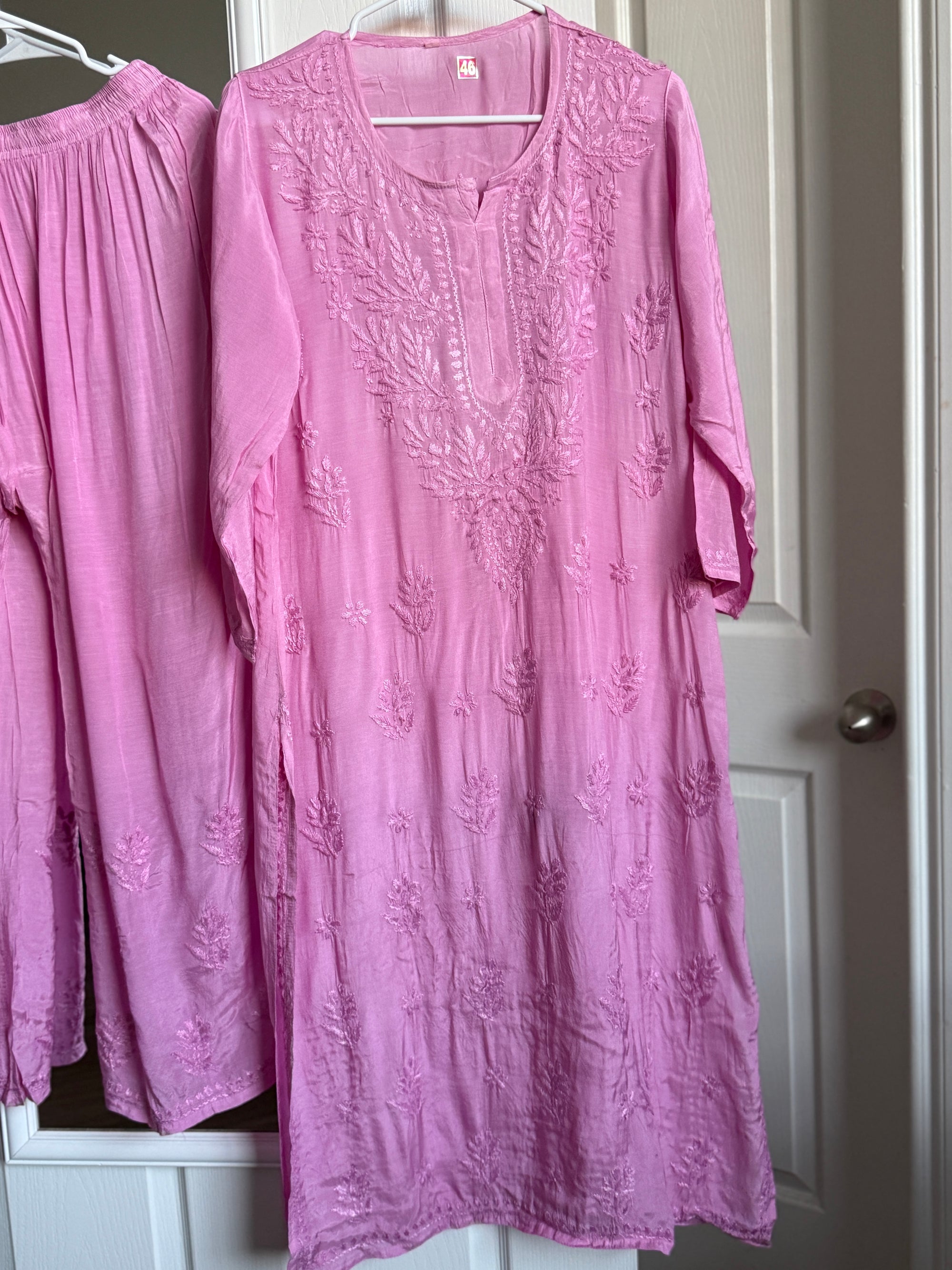 Muslin Chikankari Kurti with Matching Palazzo