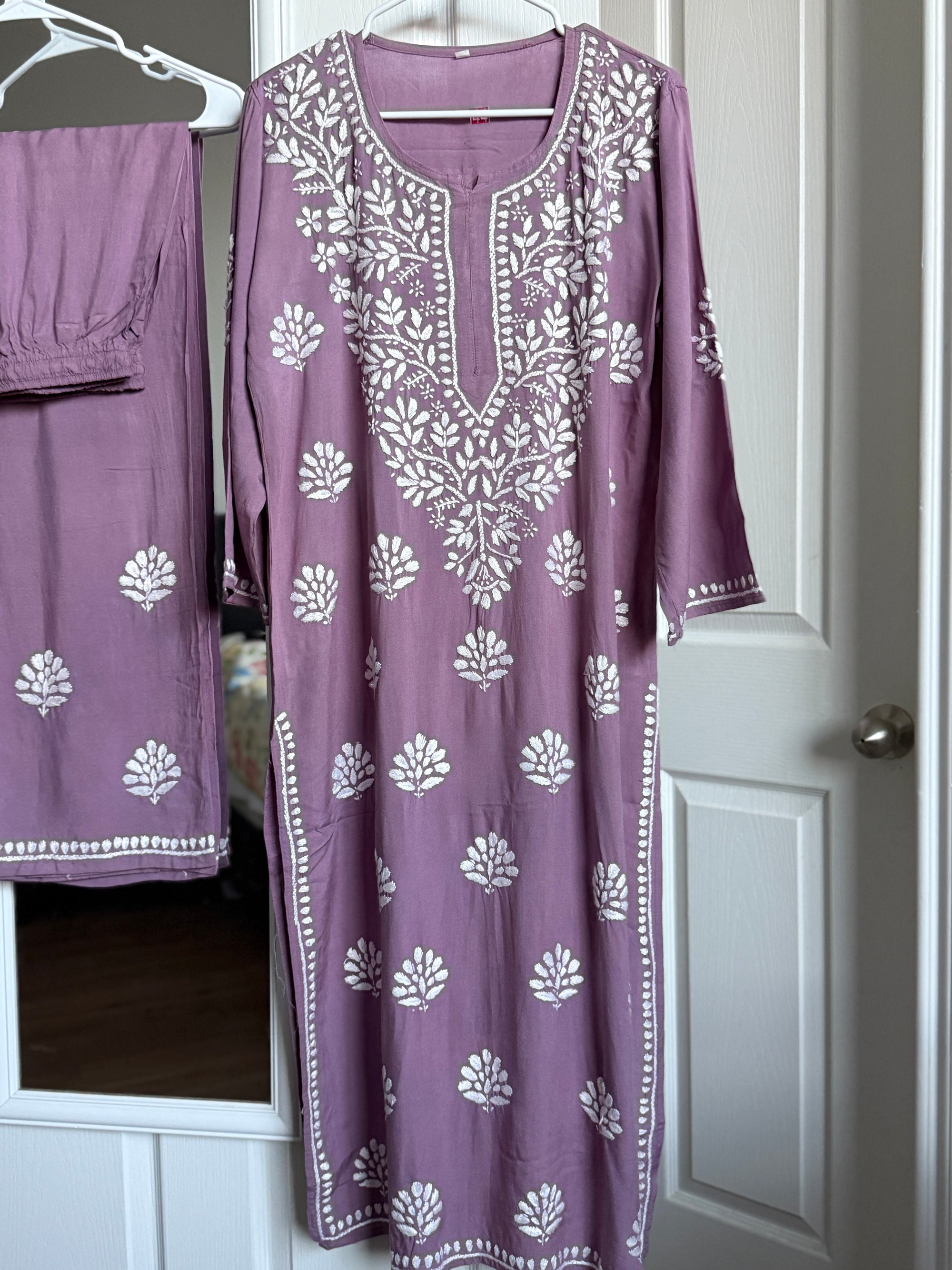Rayon Chikankari Kurti with Palazzo