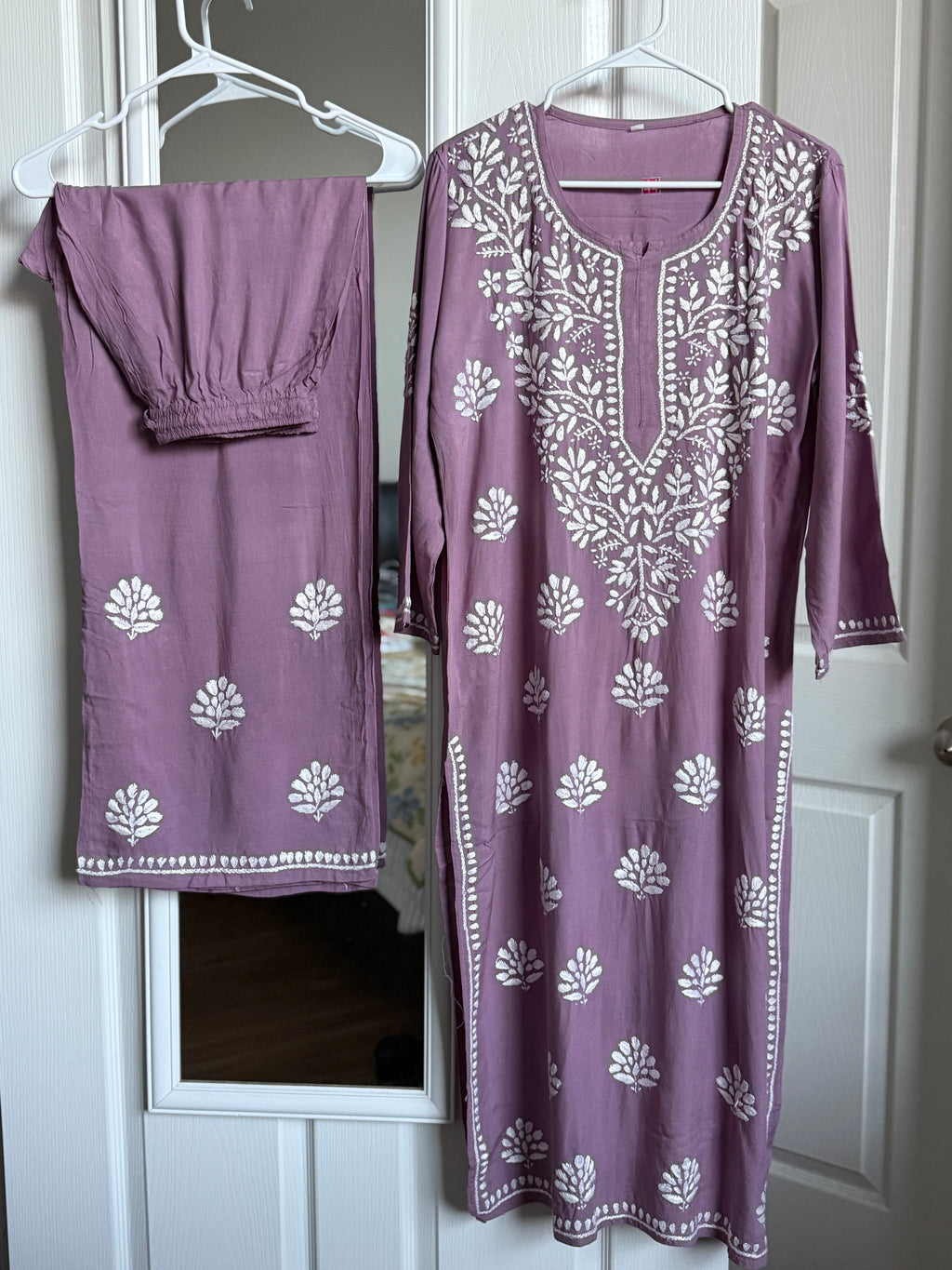 Rayon Chikankari Kurti with Palazzo