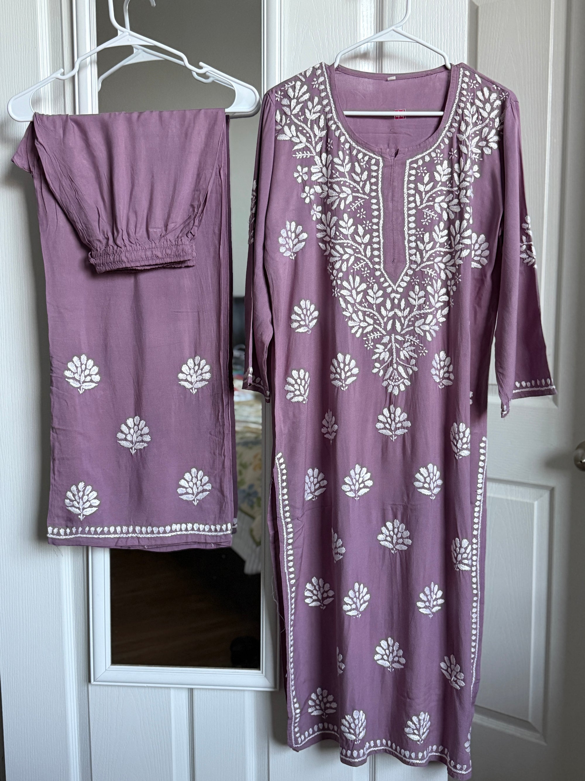 Rayon Chikankari Kurti with Palazzo