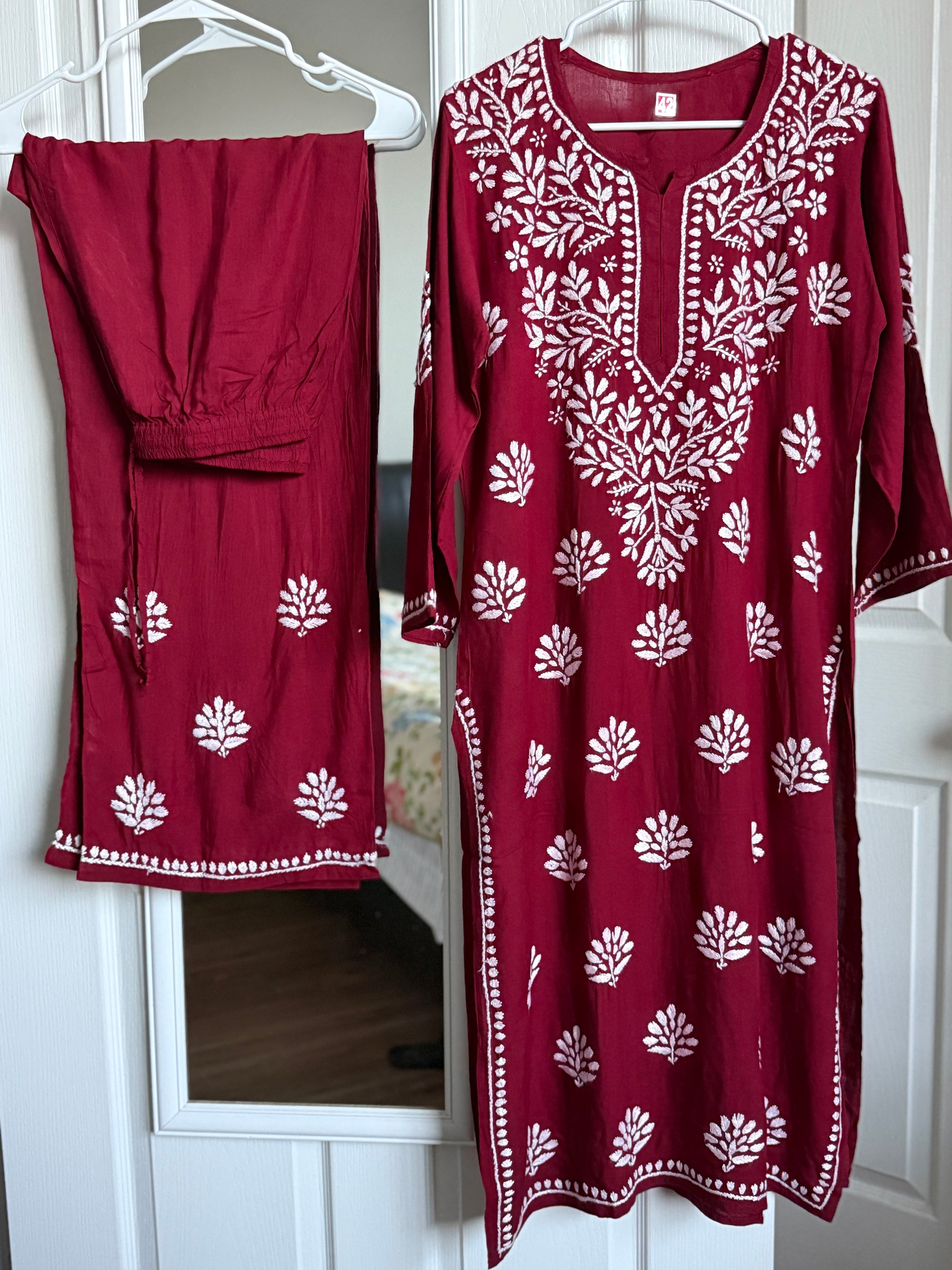 Rayon Chikankari Kurti with Palazzo