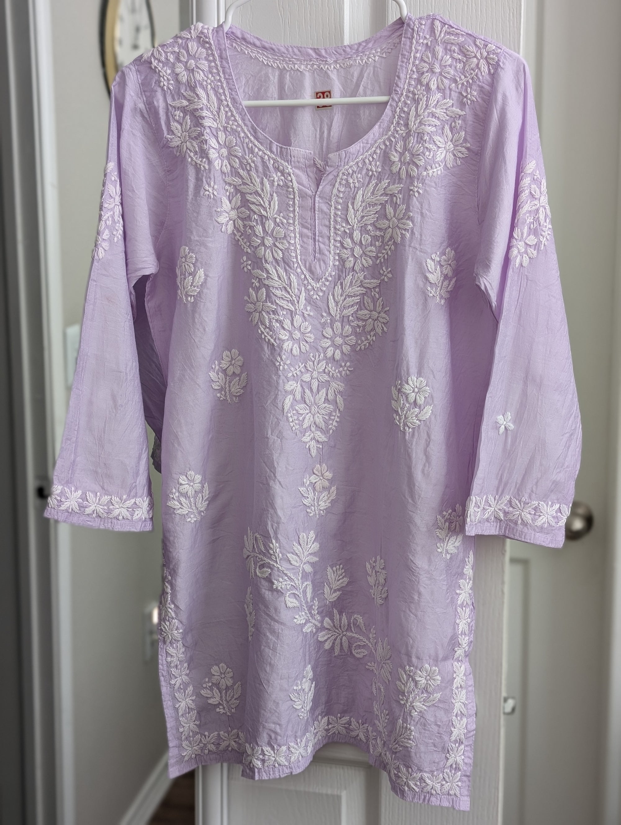 Pastel Chanderi Chikankari Short Top