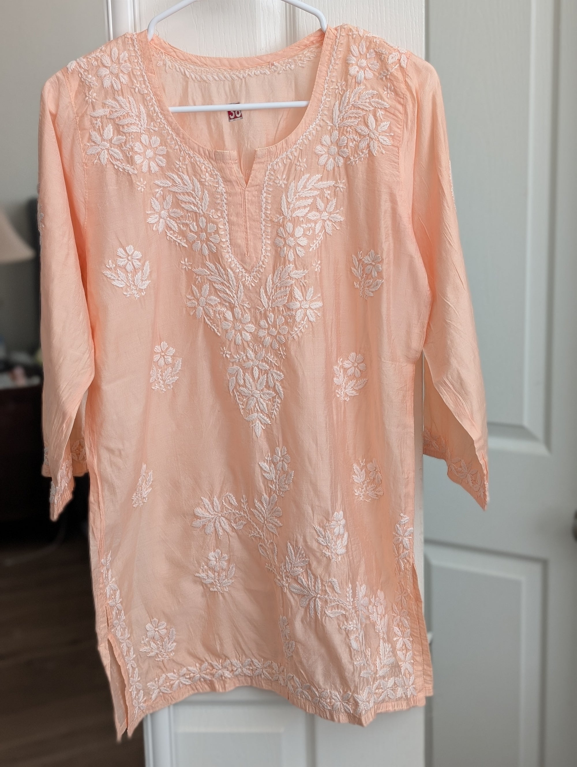 Pastel Chanderi Chikankari Short Top