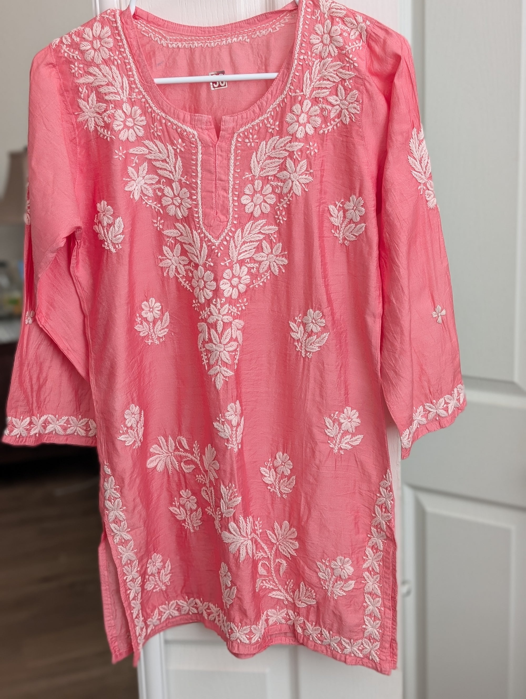 Pastel Chanderi Chikankari Short Top