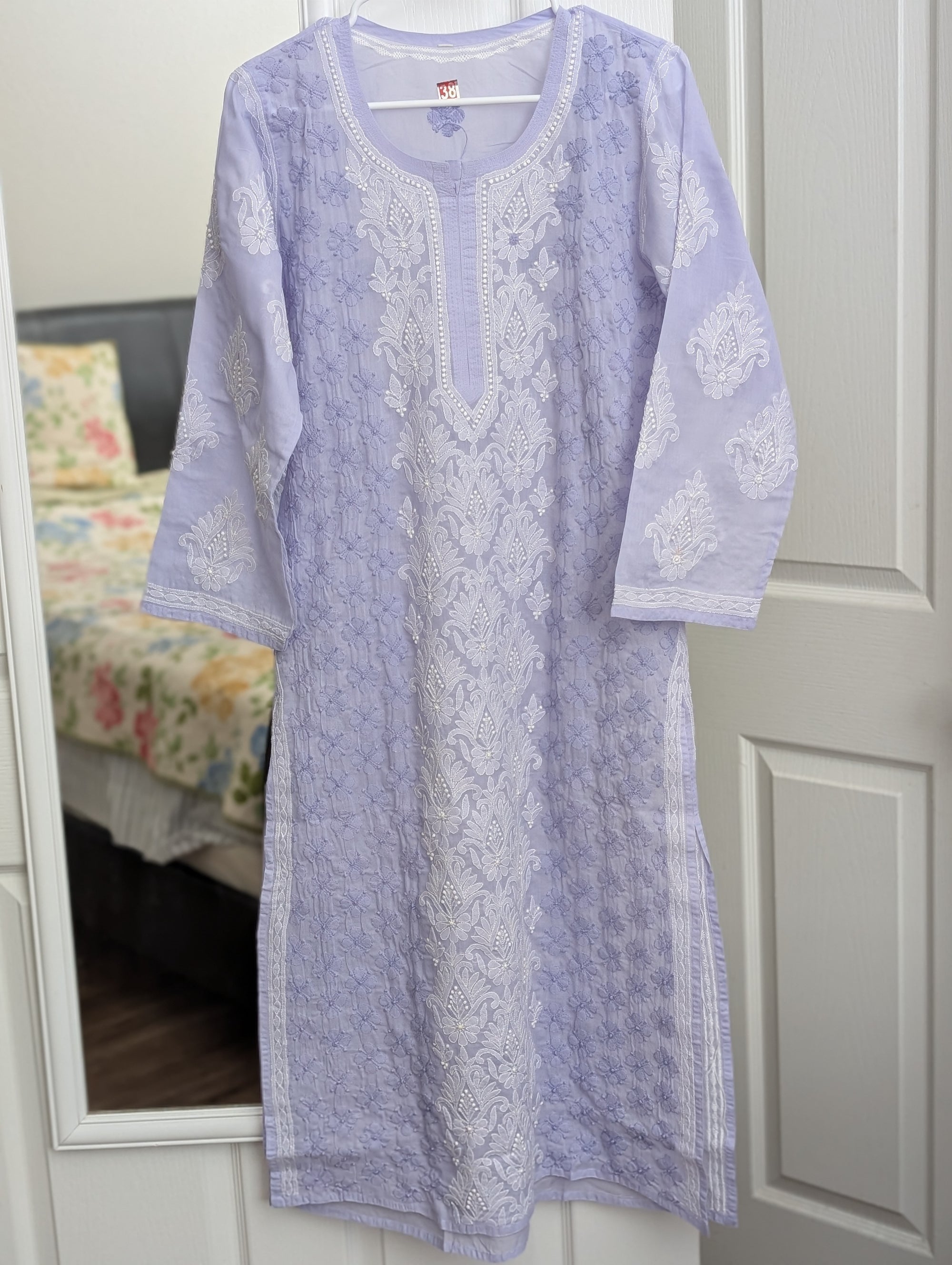 Pastel Purple Chikankari Long Kurti with Shameez