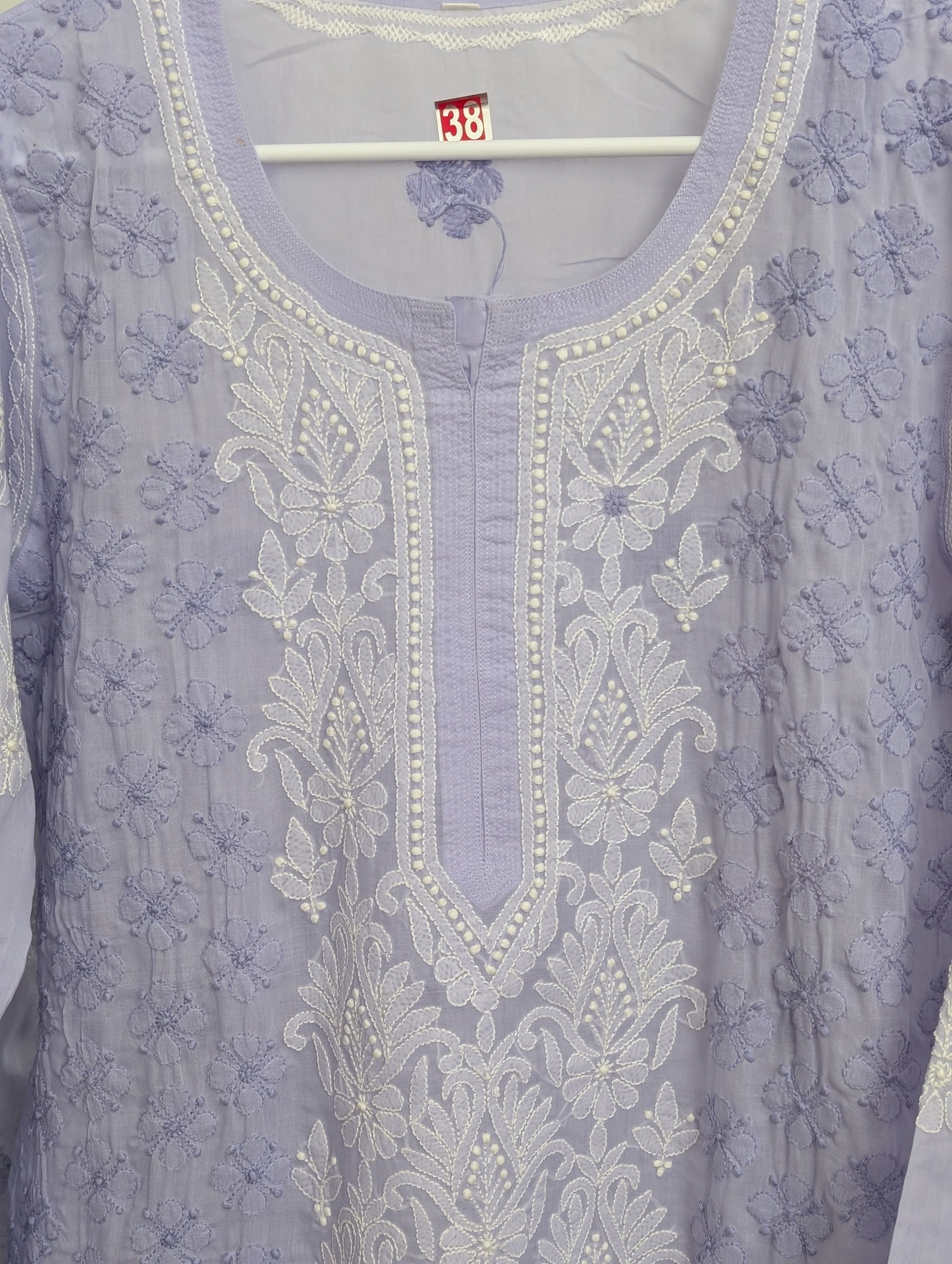 Pastel Purple Chikankari Long Kurti with Shameez