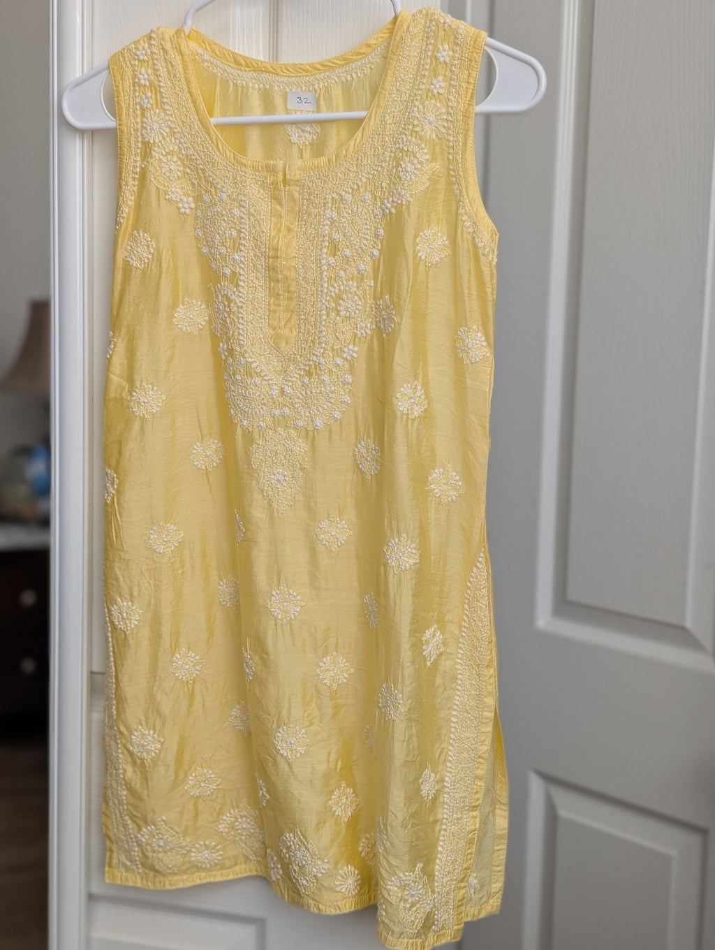 Sleeveless Chanderi Short Kurti 10-12years