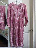 Chanderi Chikankari Kurti With matching Pants