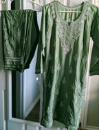 Chanderi Chikankari Kurti With matching Pants
