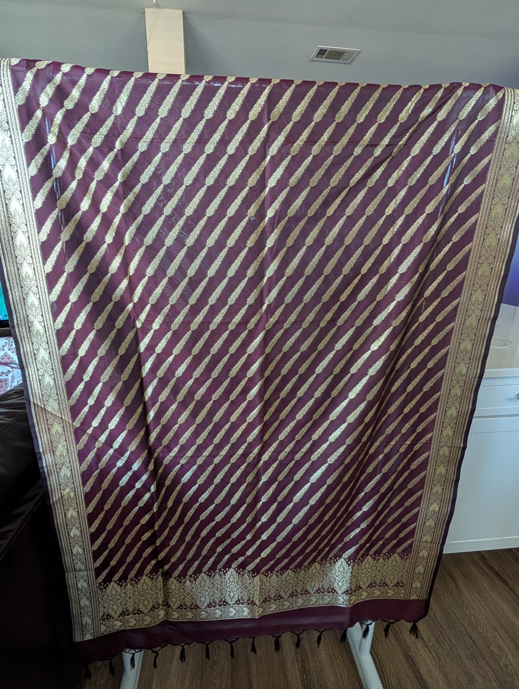 Semi Katan Banarasi Duppattas brown