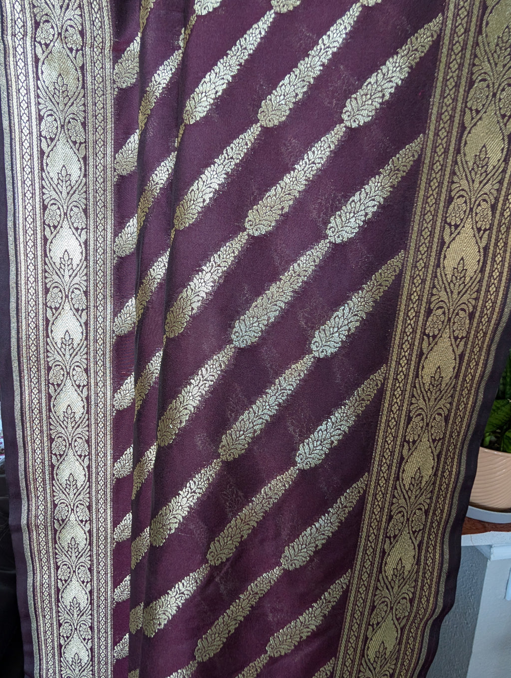 Semi Katan Banarasi Duppattas brown