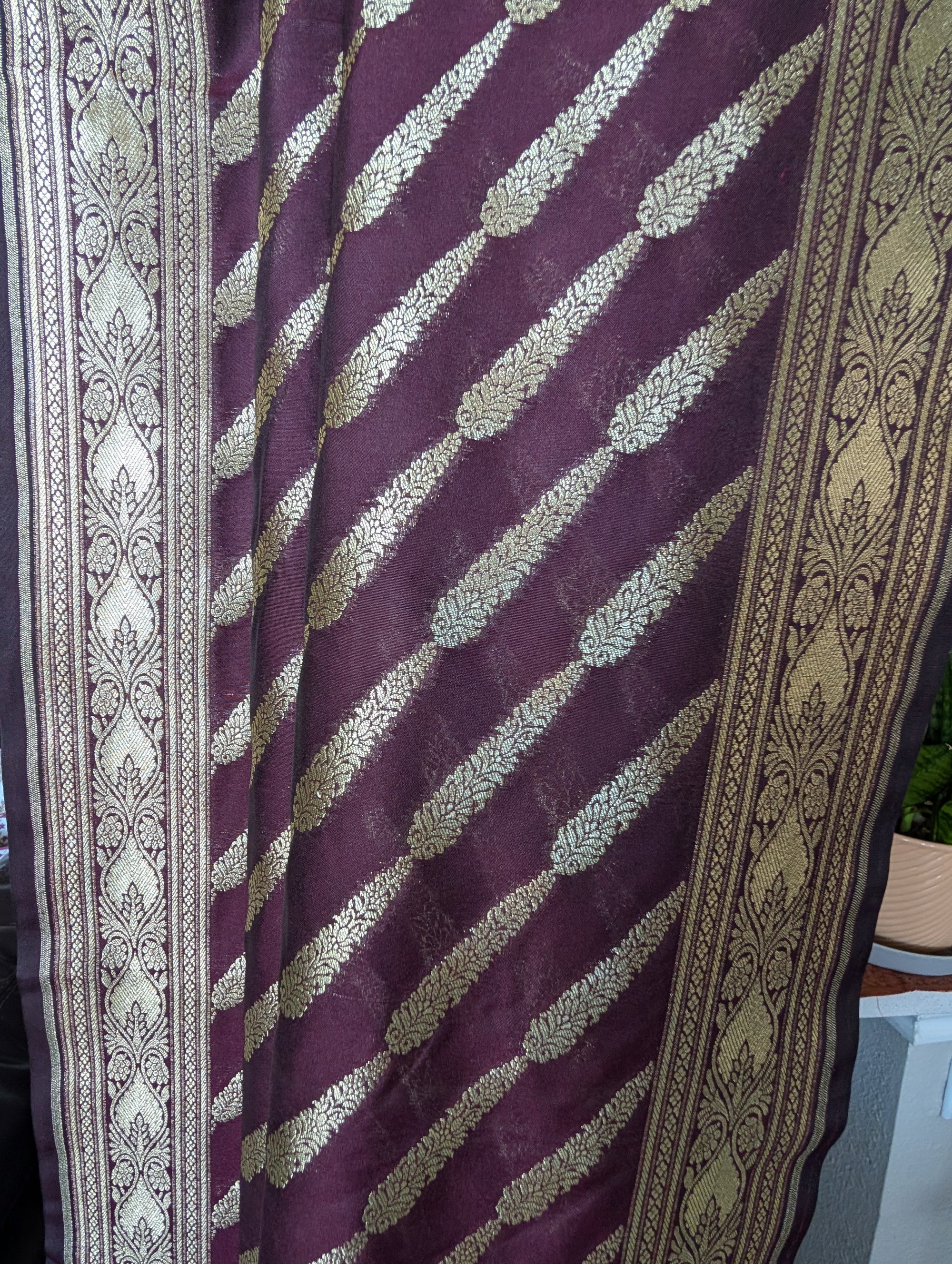 Semi Katan Banarasi Duppattas brown