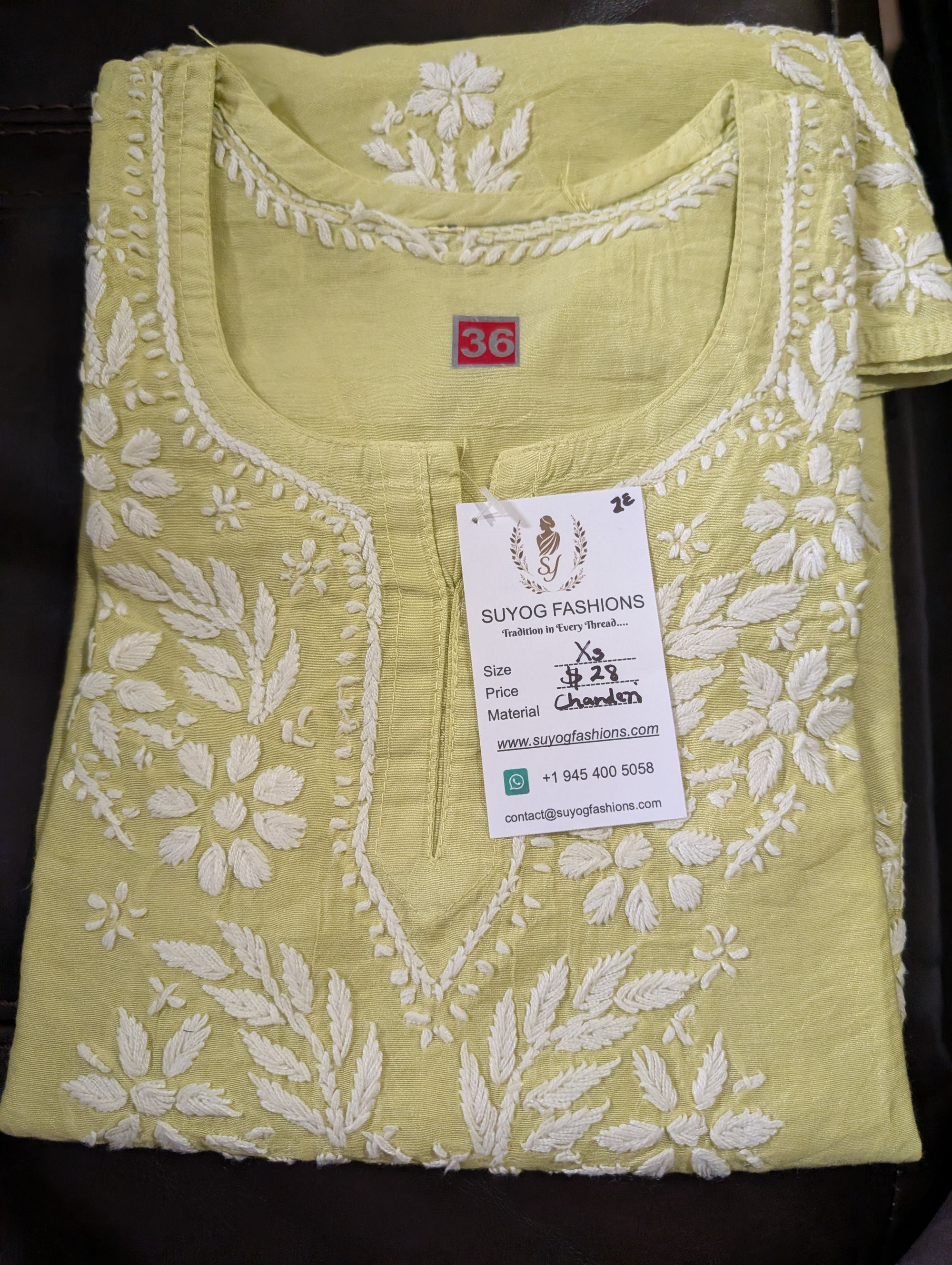 Blue Chanderi Chikankari Short Top