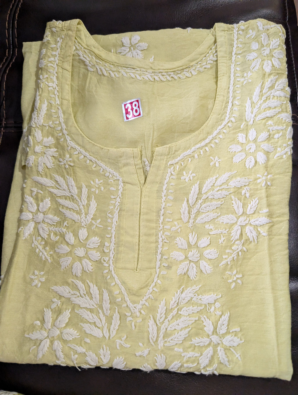 Blue Chanderi Chikankari Short Top