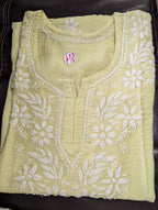 Blue Chanderi Chikankari Short Top