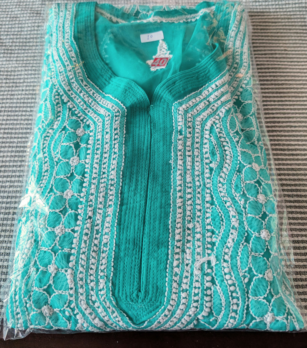 Georgette Chikankari Kurti with Shameez and silk thread