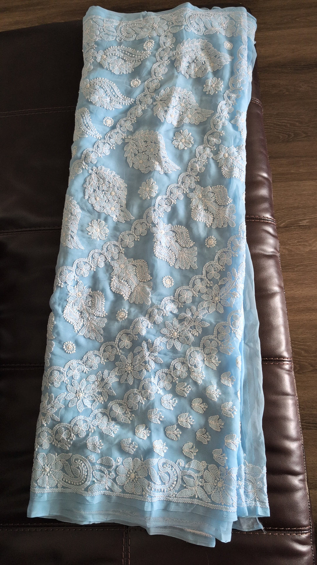 Blue Georgette Saree with heavy chinkari work
