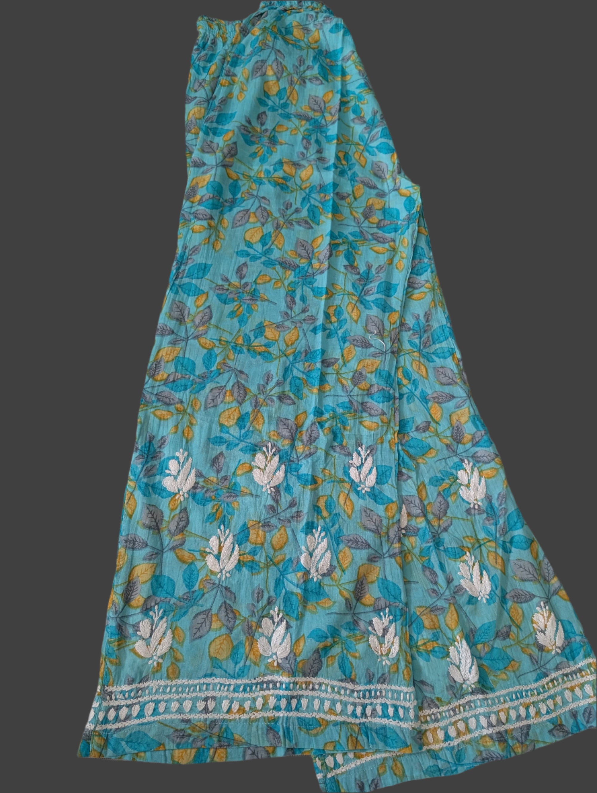 Printed Mul Cotton Chikankari Kurti with Palazzo