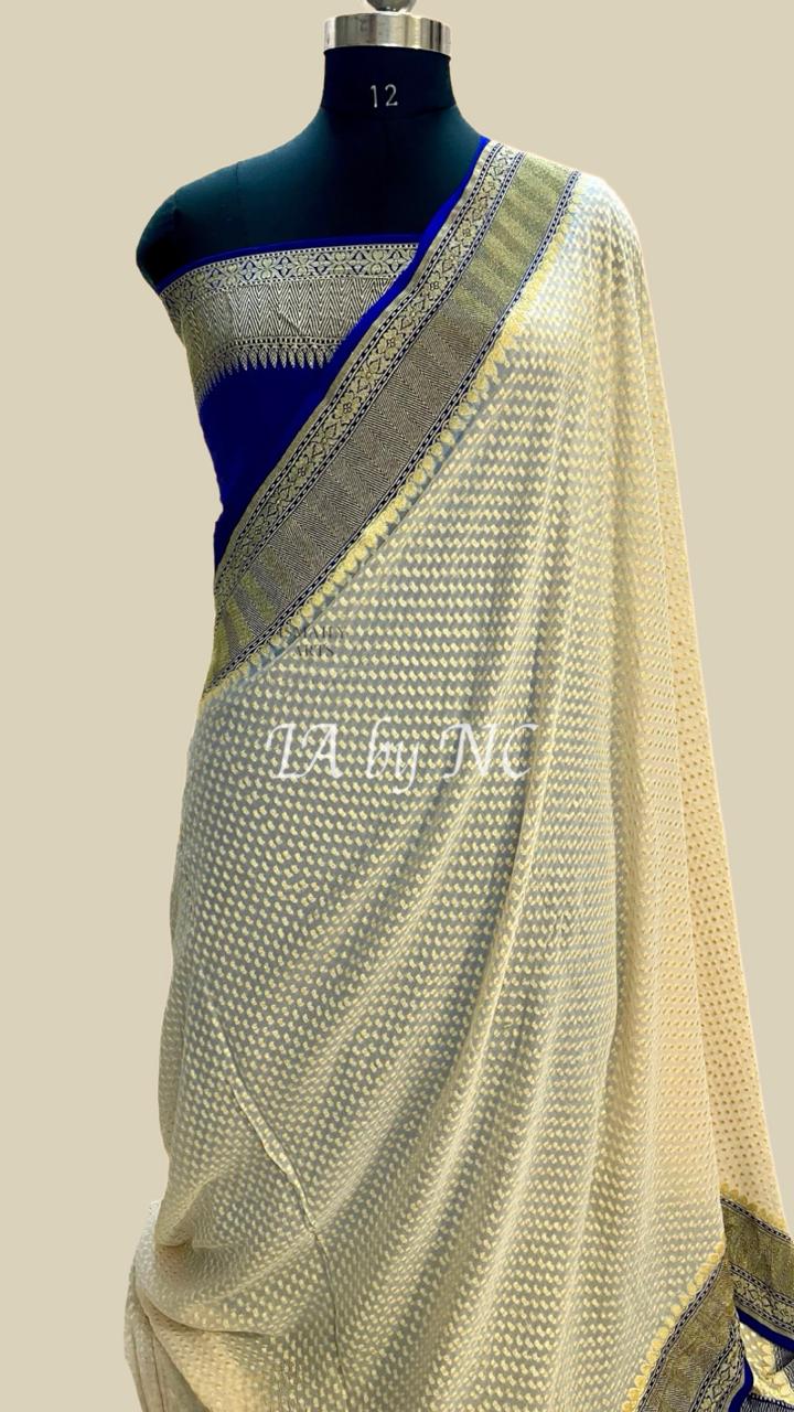 Off-White Banarasi Georgette Saree (Pre-order)