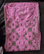 Chanderi  Chikankari kurtis
