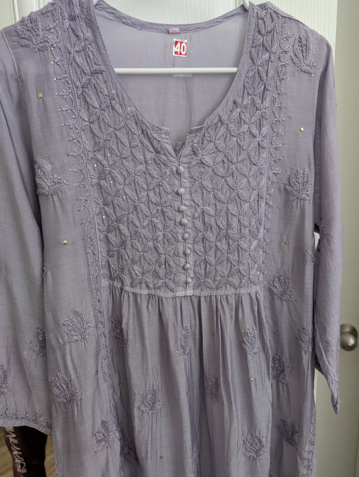 Muslin Chikankari Kurti with Shameez ( SOLD )