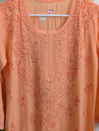 Orange Modal Chikankari kurti