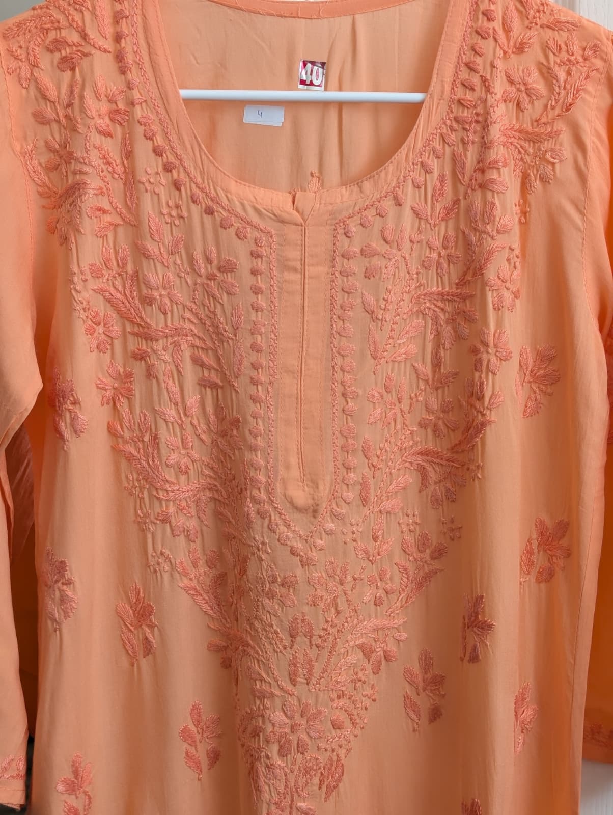 Orange Modal Chikankari kurti