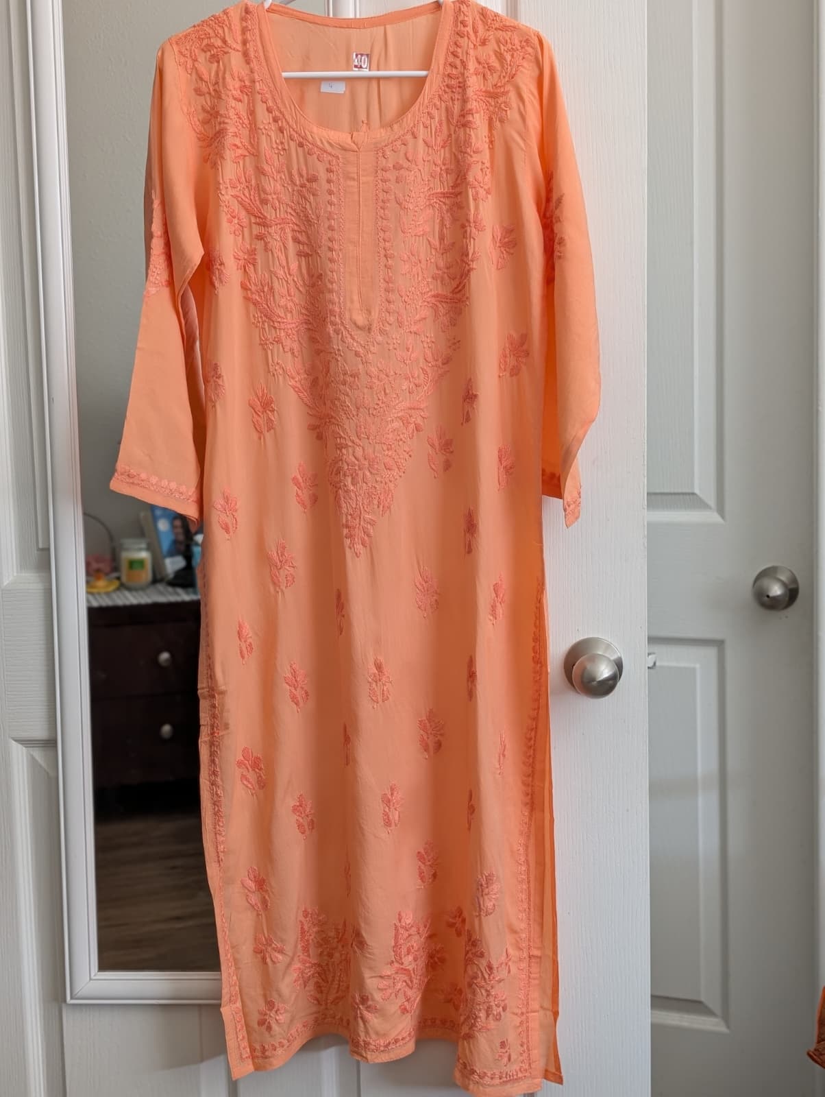 Orange Modal Chikankari kurti