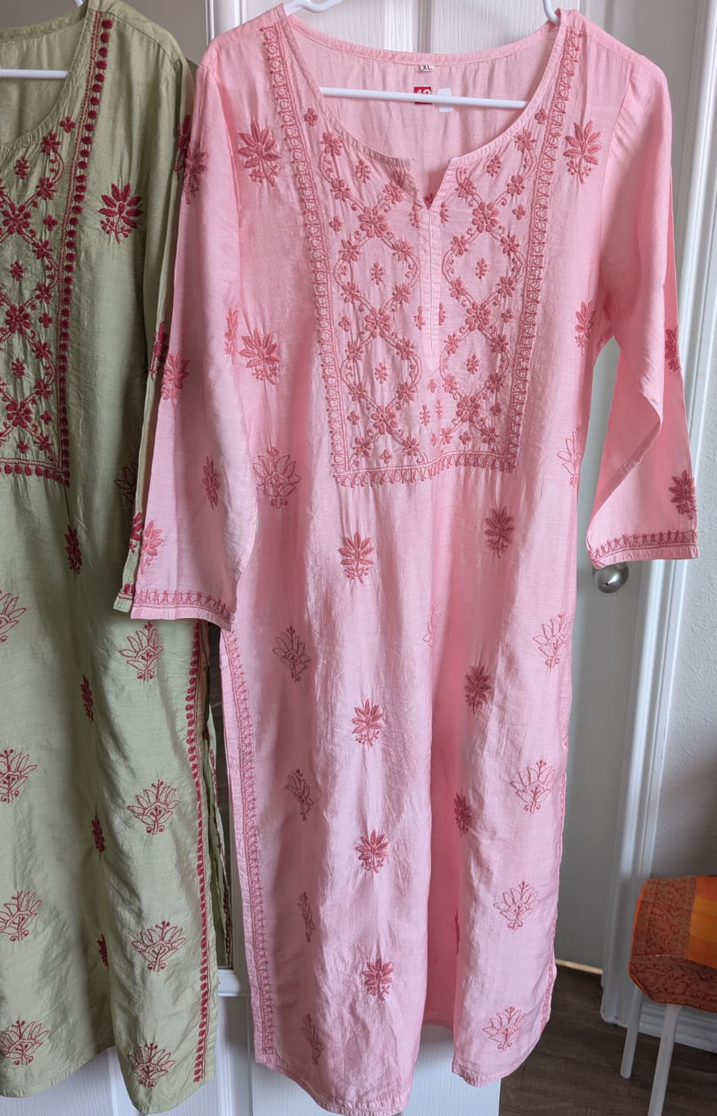 Chanderi  Chikankari kurtis