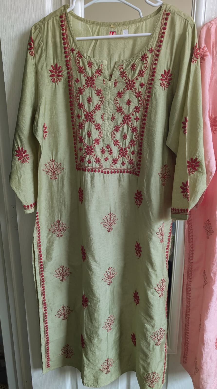 Chanderi  Chikankari kurtis