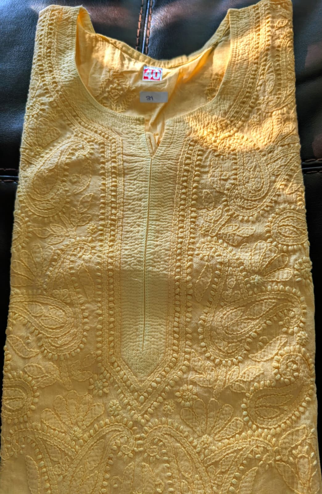 Mul Cotton Yellow Chikankari kurti