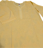 Mul Cotton Yellow Chikankari kurti